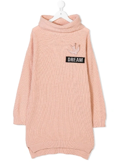 Andorine Kids' Ribbed Knit Dress In Pink