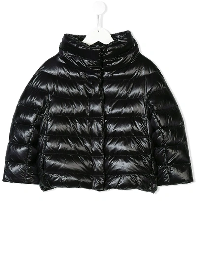 Herno Teen Concealed Fastening Padded Jacket In Black
