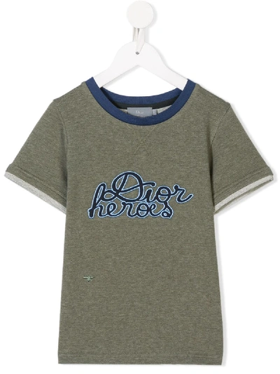 Baby Dior Kids' Embroidered Detail T-shirt In Green