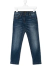 Dolce & Gabbana Stretch Slim-fit Jeans With Embroidered Dg Logo In Blue