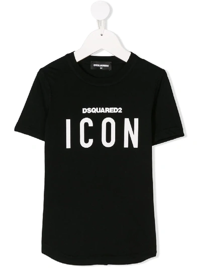 Dsquared2 Kids' Icon Print T-shirt In Black