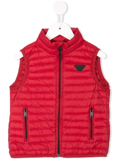 Emporio Armani Kids' Zip-up Quilted Gilet In Red