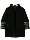 Herno Layered Hooded Padded Coat In Black