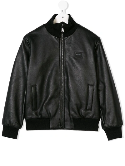 Dolce & Gabbana Kids' Classic Bomber Jacket In Black