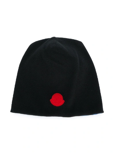 Moncler Kids' Logo Patch Beanie In Black