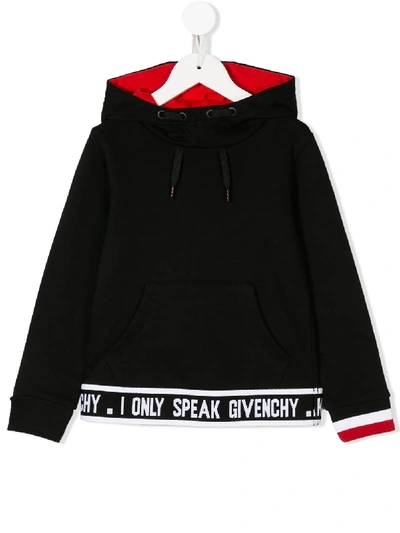 Givenchy Kids' I Only Speak  Hem Hoodie In Black