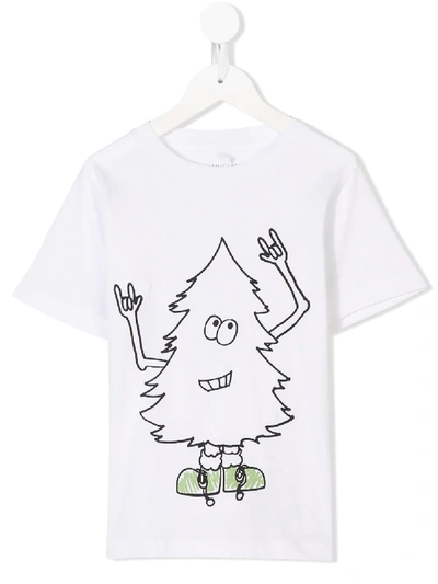 Stella Mccartney Kids' Christmas Tree Print T-shirt In White