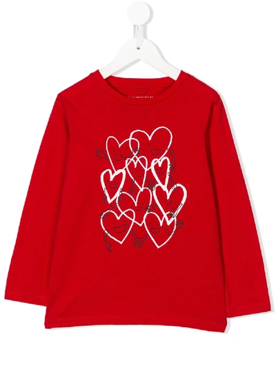 Stella Mccartney Kids' Heart Print T-shirt In Red