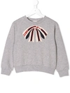 Gucci Kids' Sylvie Web Bow Printed Sweatshirt In Grey