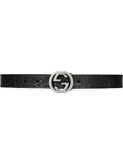 Gucci Kids' Wide Adjustable Gg-buckle Belt In Nero