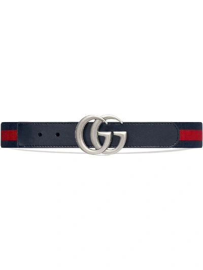 Gucci Kids' Elasticated Belt With Gg Buckle In Blue