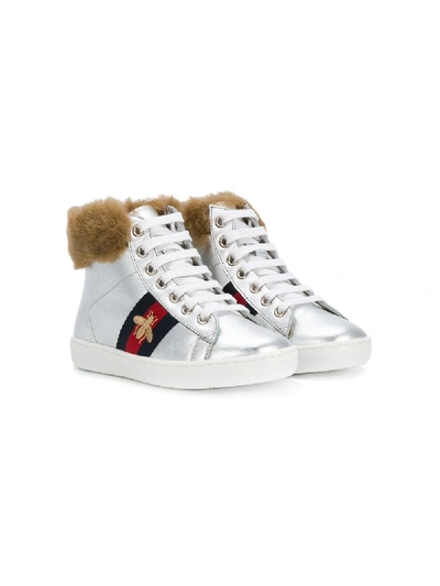 Gucci Kids' Ace Lace-up Boots In White