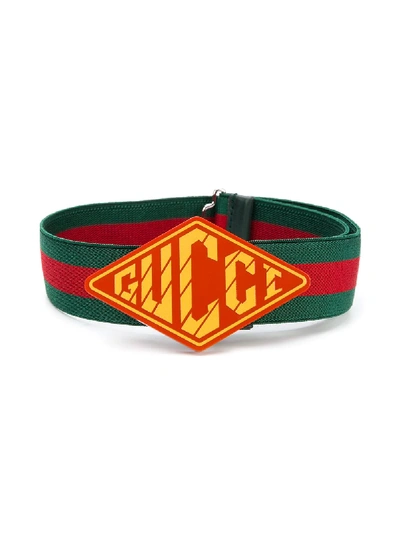 Gucci Kids' Logo Plaque Belt In Green