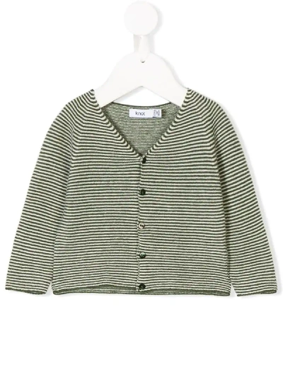 Knot Babies' Viking Striped Cardigan In Green