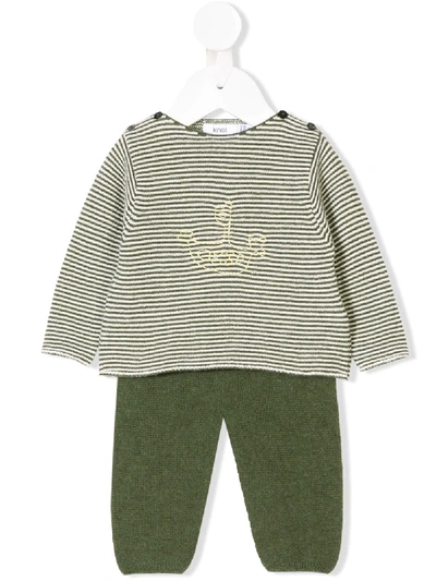 Knot Babies' Striped Two-piece Set In Green