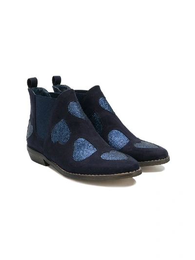 Stella Mccartney Kids' Heart Embellished Boots In Blue