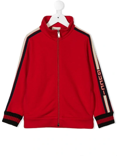 Gucci Kids' 提花拉链套头衫 In Red