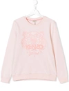 Kenzo Teen Tiger Motif Sweatshirt In Pink