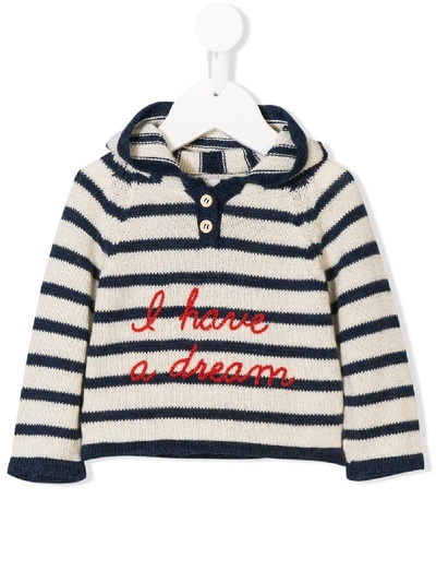 Oeuf Babies' Striped Knitted Jumper In White