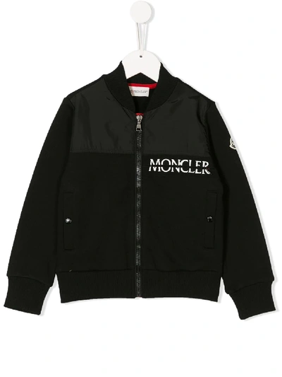 Moncler Kids' Logo Embroidered Bomber Jacket In Black
