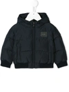 Dolce & Gabbana Padded Logo Coat In Blue