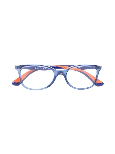 Ray-ban Junior Kids' Rectangular Glasses In Blue