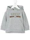 Gucci Logo-print Hoodie In Grey