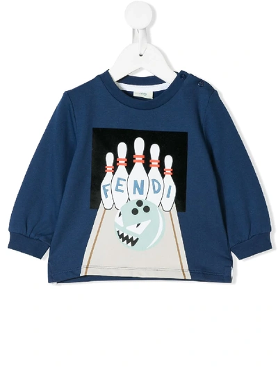 Fendi Babies' Oberteil Mit ''bag Bugs''-print In Blue