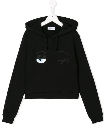 Chiara Ferragni Teen Flirting Hoodie In Black