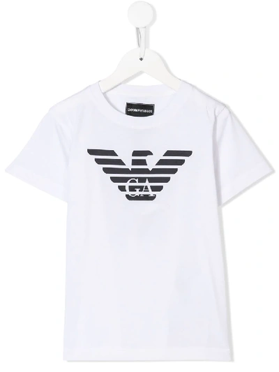 Emporio Armani Kids' Logo T恤 In White