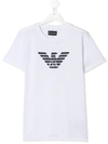 Emporio Armani Teen Logo Print T-shirt In White
