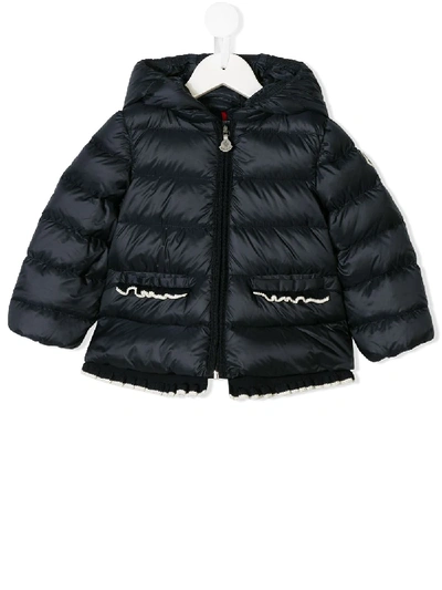 Moncler Babies' Hooded Padded Jacket In Blue