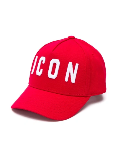 Dsquared2 Kids' Icon Embroidered Cap In Red