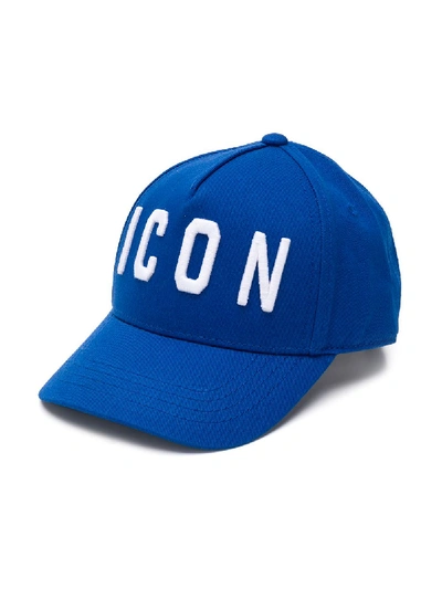 Dsquared2 Kids' Icon Embroidered Hat In Blue