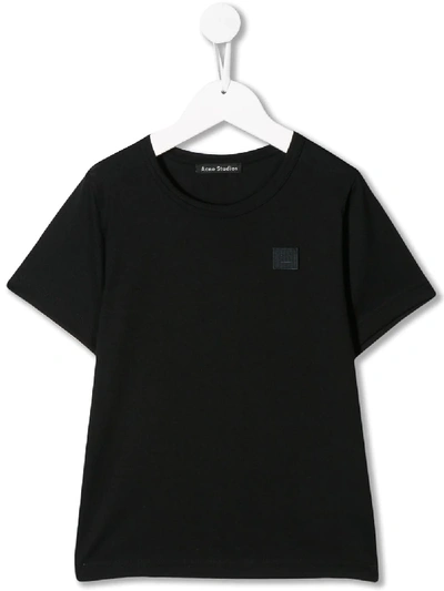 Acne Studios Kids' Mini Nash Face Patch T-shirt In Black