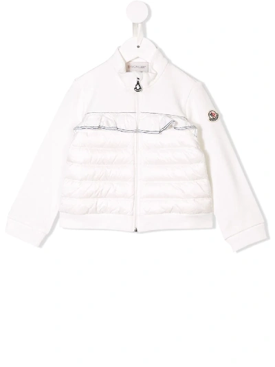 Moncler Babies' Frill Trim Padded Track Jacket In White