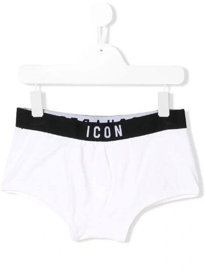 Dsquared2 Teen Icon Embroidered Briefs In White