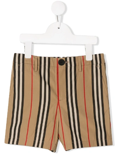 Burberry Kids' Icon Stripe棉质短裤 In Beige