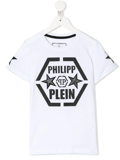 Philipp Plein Junior Kids' Logo Patch T-shirt In White