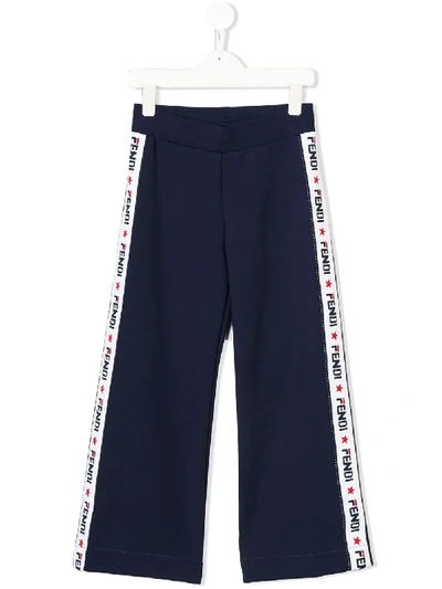 Fendi Kids' Logo Band Track Trousers In Navy