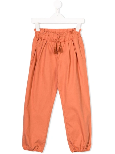 Chloé Kids' Tassel Embellished Trousers In Orange
