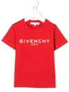 Givenchy Kids' Distressed Logo Print T-shirt In Red