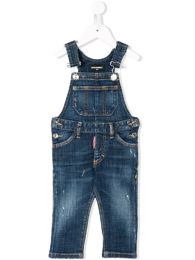 Dsquared2 Babies' Distressed Denim Dungarees In Blue