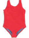 Duskii Girl Yara Textured Swimsuit In Red