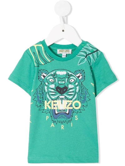Kenzo Babies' Tiger T-shirt In Green