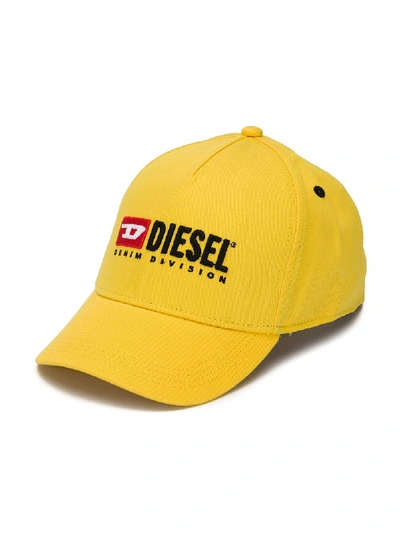 Diesel Kids' Embroidered Logo Cap In Yellow