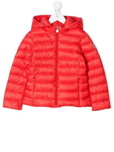 Moncler Kids' Hooded Padded Jacket In Red
