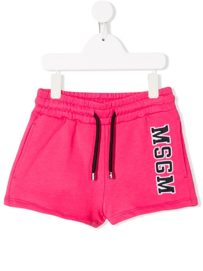 Msgm Kids' Logo Shorts In Pink
