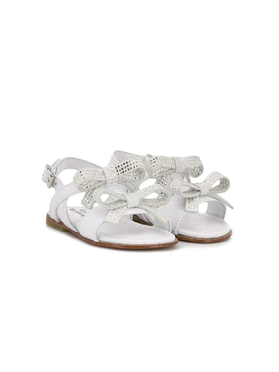 Andrea Montelpare Babies' Rhinestone Bow Sandals In White