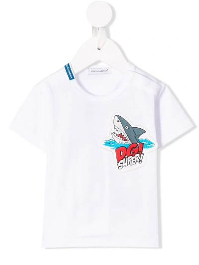 Dolce & Gabbana Babies' Shark Patch T-shirt In White
